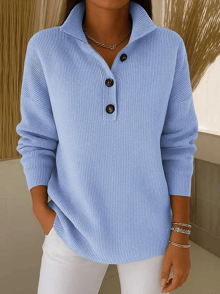 Bethany | Button-Placket Collared Sweater