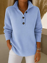 Bethany | Button-Placket Collared Sweater