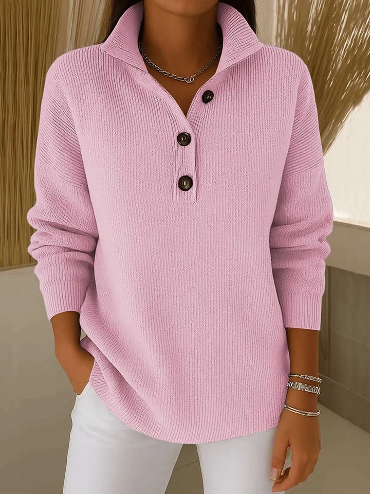 Diane | Button-Neck Collared Sweater