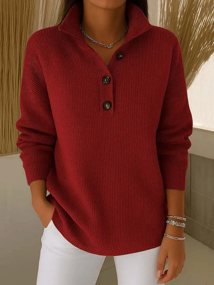 Bethany | Button-Placket Collared Sweater