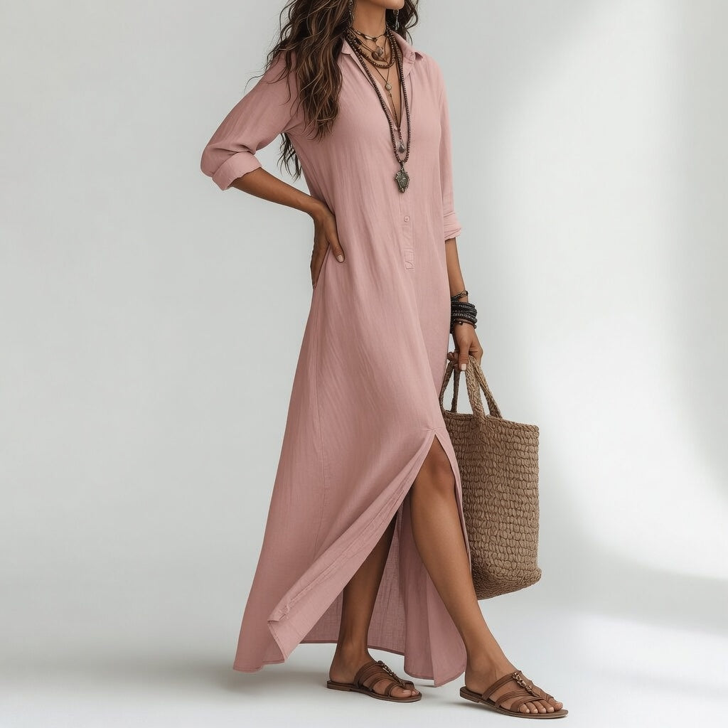 Solange | Relaxed Bohemian Shirt Dress