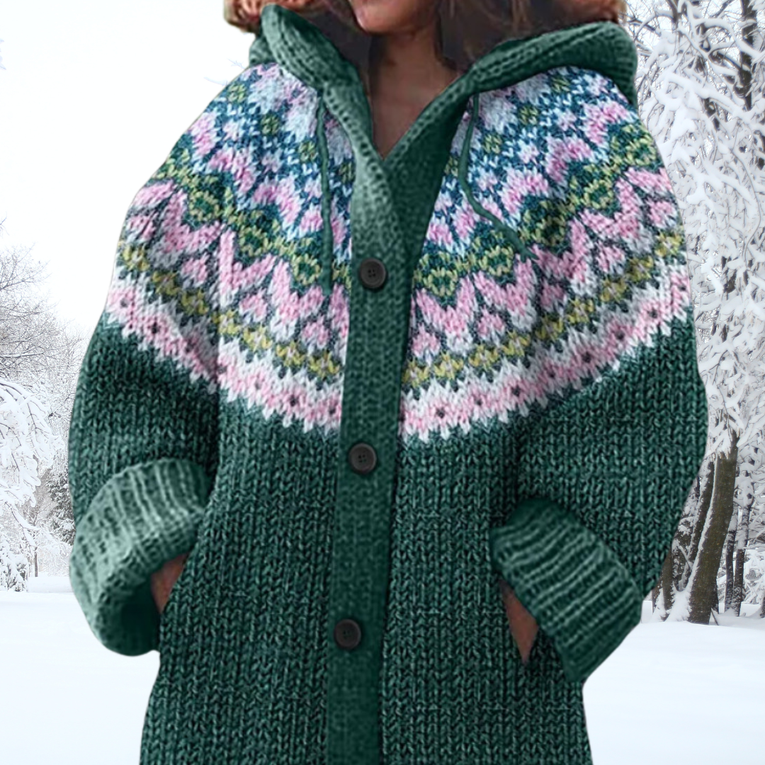 Gwen | Patterned Hooded Cardigan