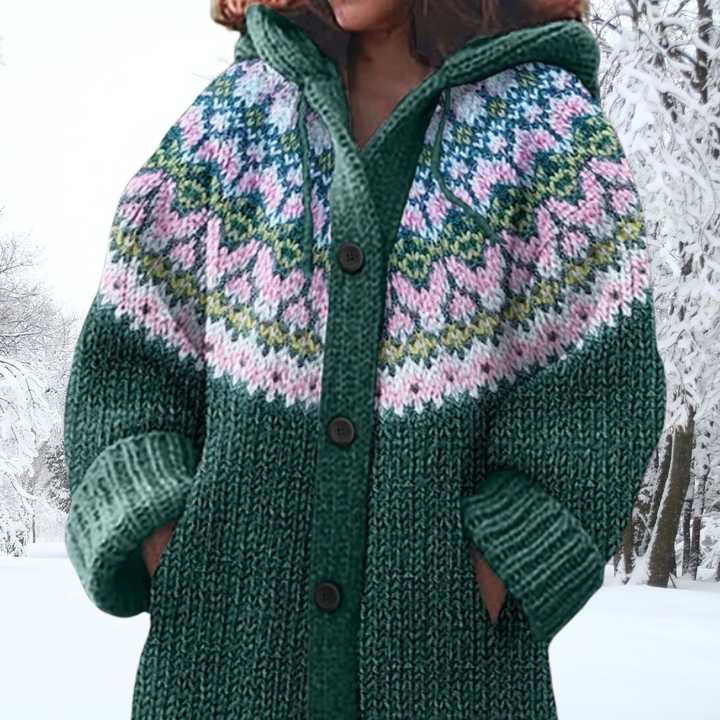 Gwen | Patterned Hooded Cardigan