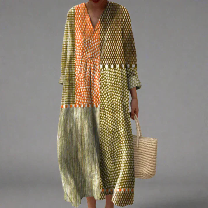 Beatrice | Chic Geometric V-Neck Maxi Dress