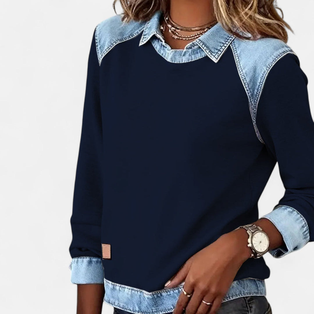Danielle | Collared Colour-Block Pullover