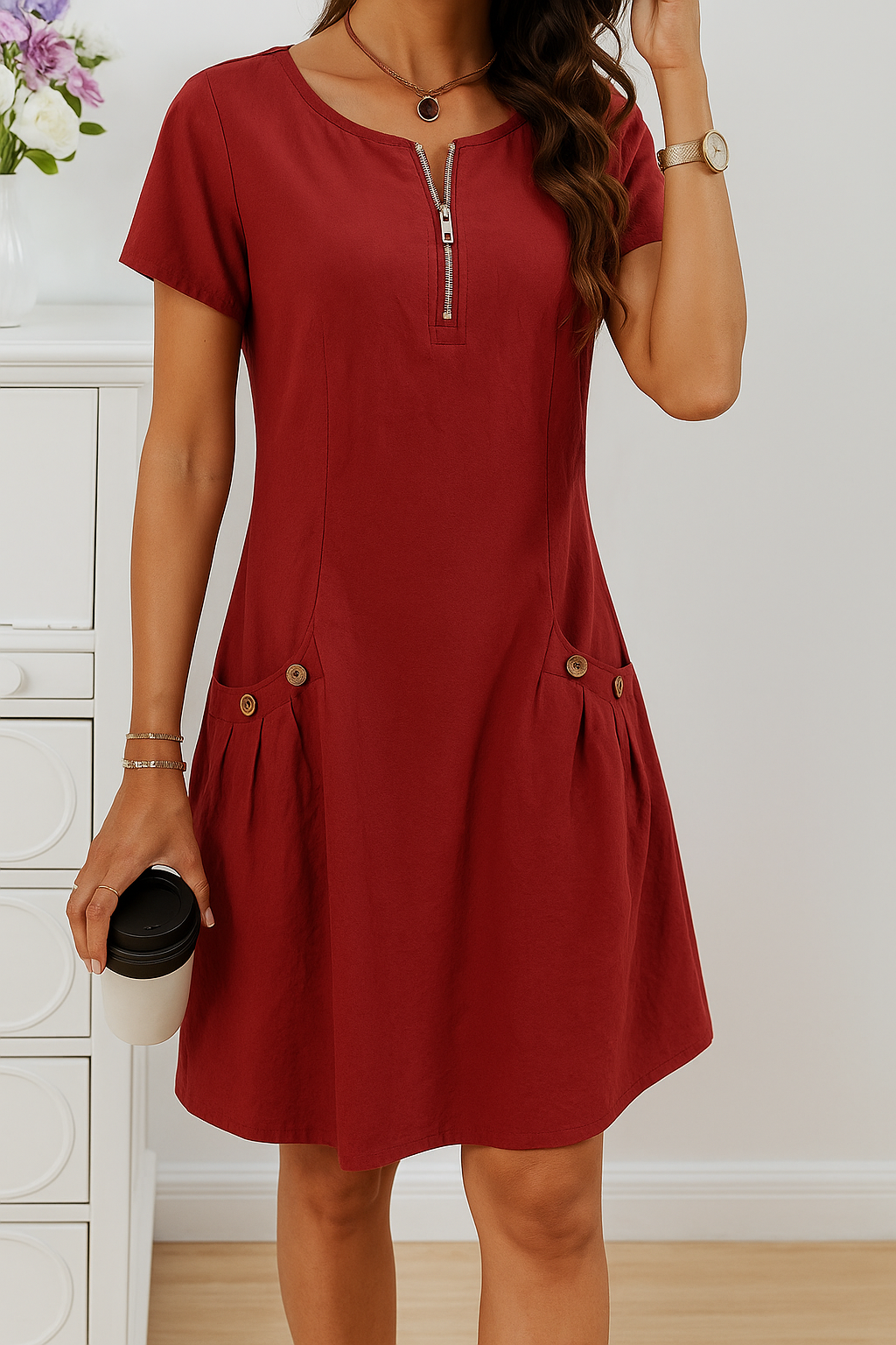 Prudence | Relaxed Half-Zip Pocket Dress