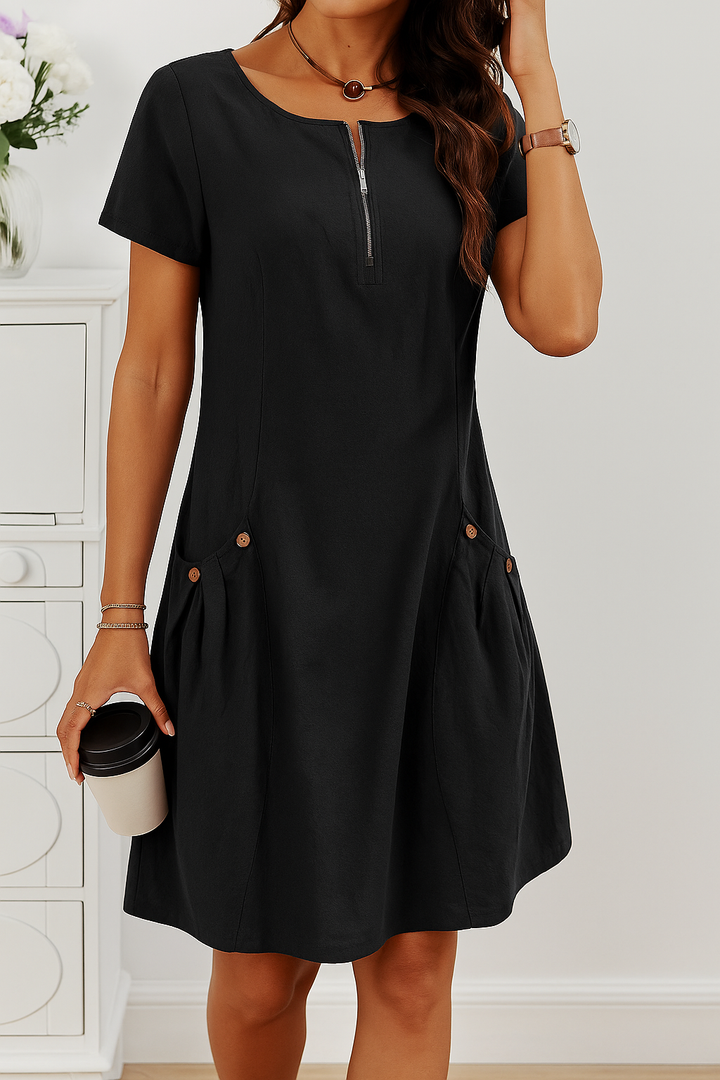 Prudence | Relaxed Half-Zip Pocket Dress