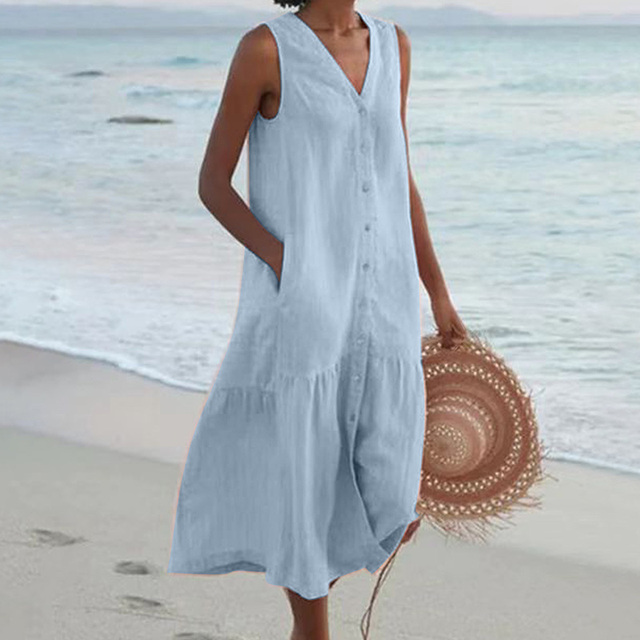 Talia | Relaxed Sleeveless Tiered Midi Dress