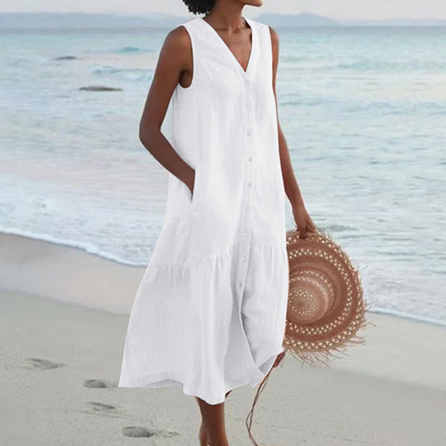 Talia | Relaxed Sleeveless Tiered Midi Dress