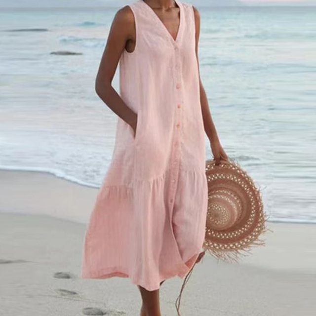 Talia | Relaxed Sleeveless Tiered Midi Dress
