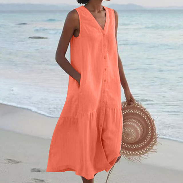 Talia | Relaxed Sleeveless Tiered Midi Dress