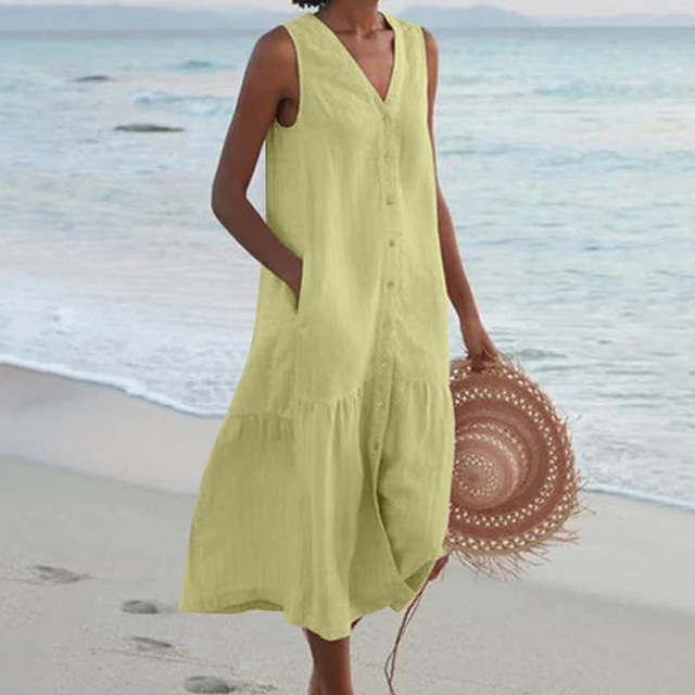 Talia | Relaxed Sleeveless Tiered Midi Dress