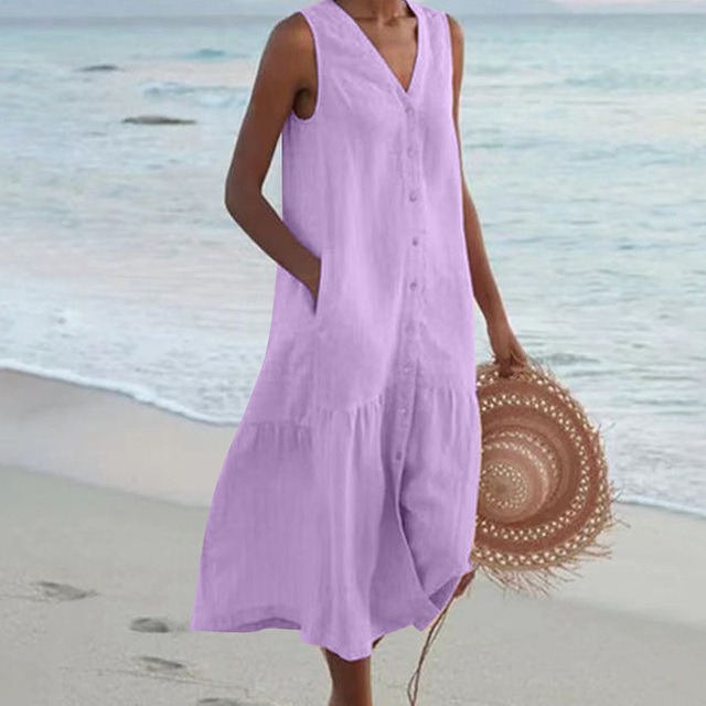 Talia | Relaxed Sleeveless Tiered Midi Dress