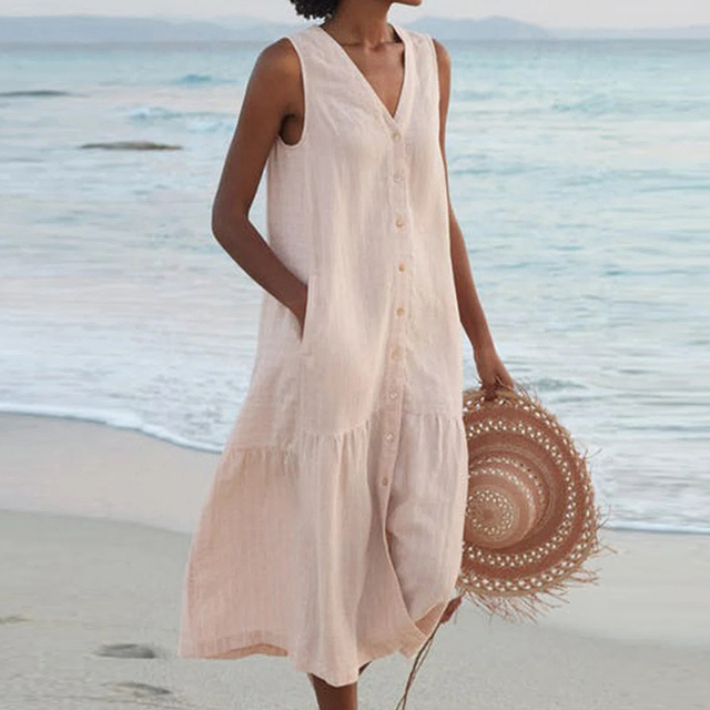 Talia | Relaxed Sleeveless Tiered Midi Dress