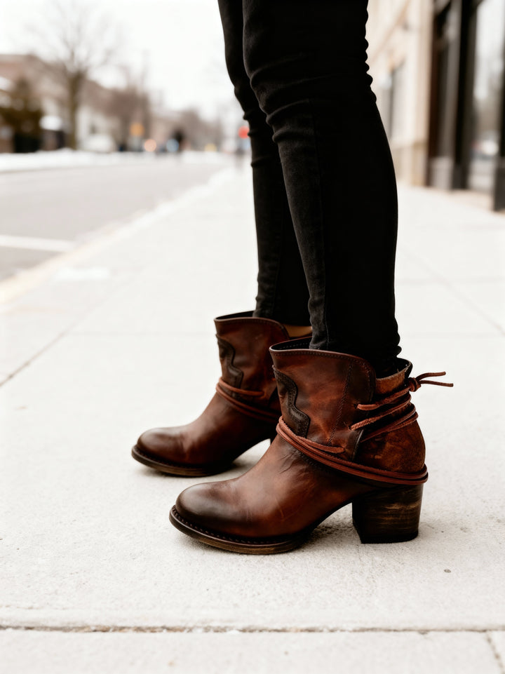 Antonia | Timeless Wrap-Detail Ankle Boots