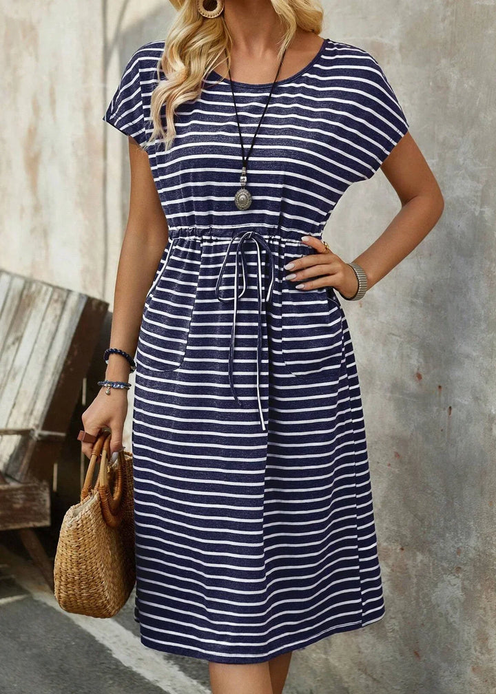 Adalyn | Striped Tie-Waist Midi Dress