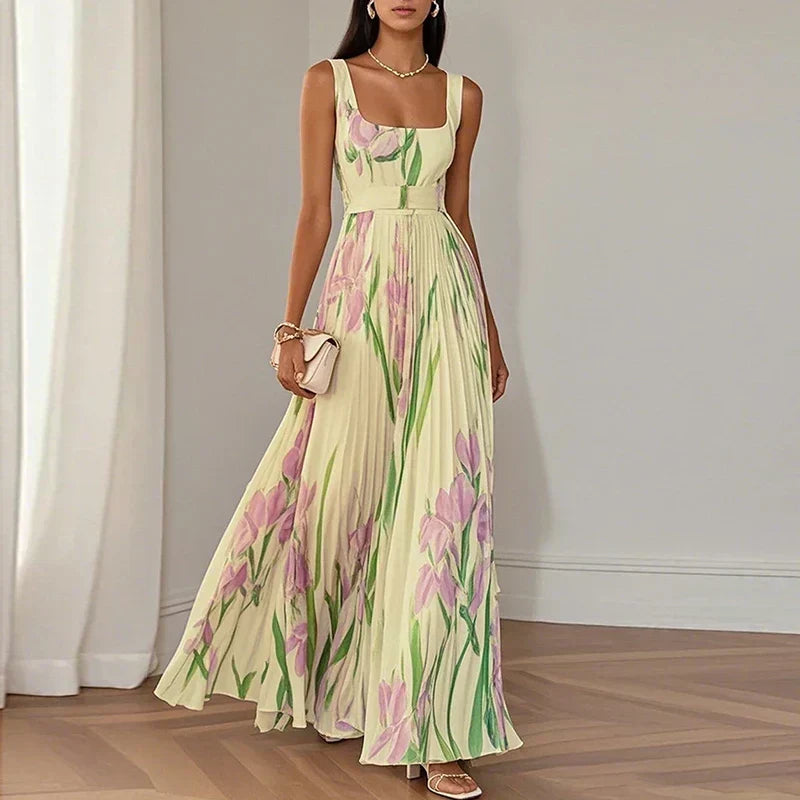 Ariadne | Floral Pleated Maxi Dress