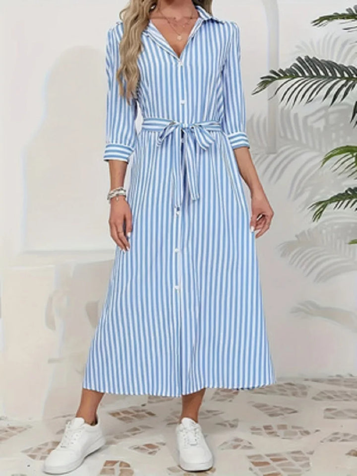 Hattie | Striped Button-Front Midi Dress