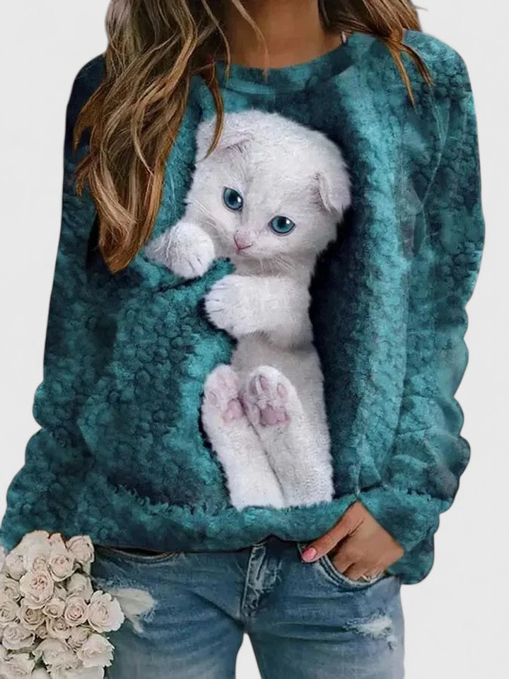 Gwendolyn | Cosy Cat-Print Sweatshirt