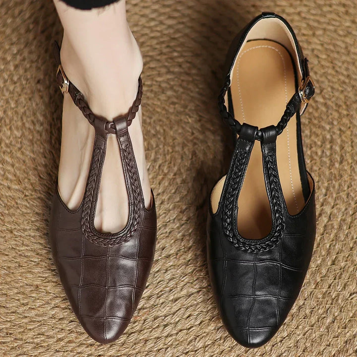 Maud | Braided T-Strap Mary Jane Flats
