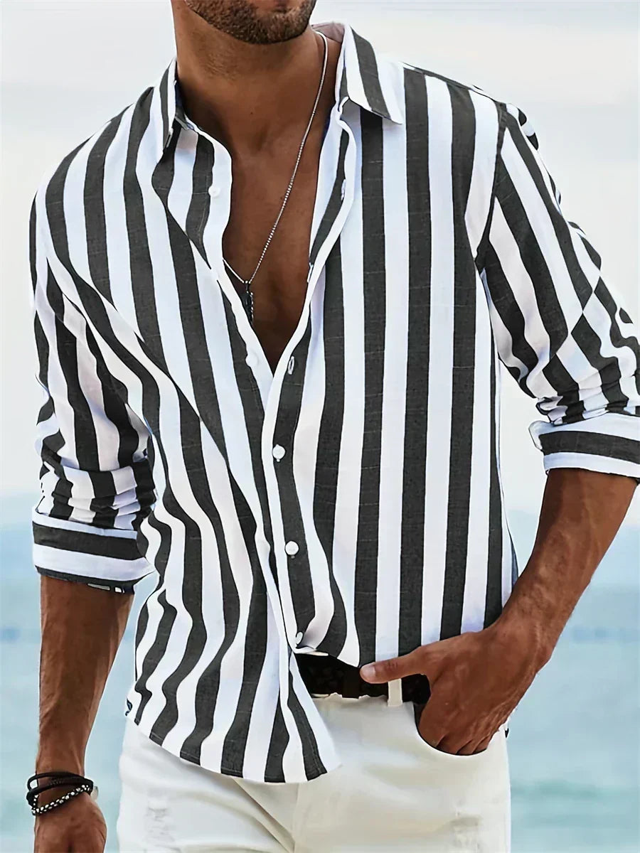 Marcus | Striped Long Sleeve Summer Shirt