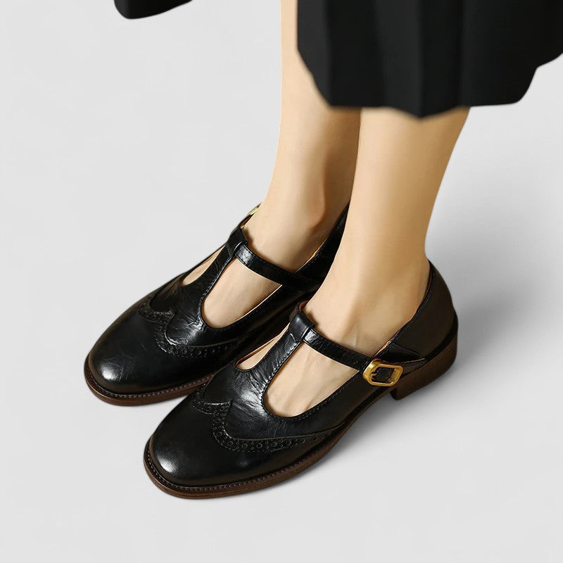 Elsa | T-Bar Brogue Flats