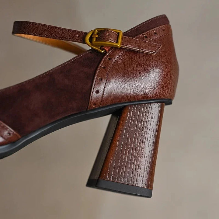 Beatrix | Square-Toe Block Heel Pumps with Ankle Strap