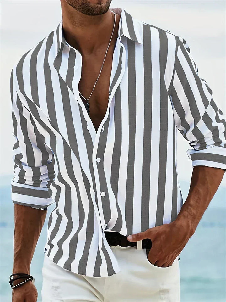 Marcus | Striped Long Sleeve Summer Shirt