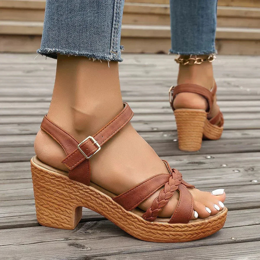 Constance | Braided Platform Heeled Sandals
