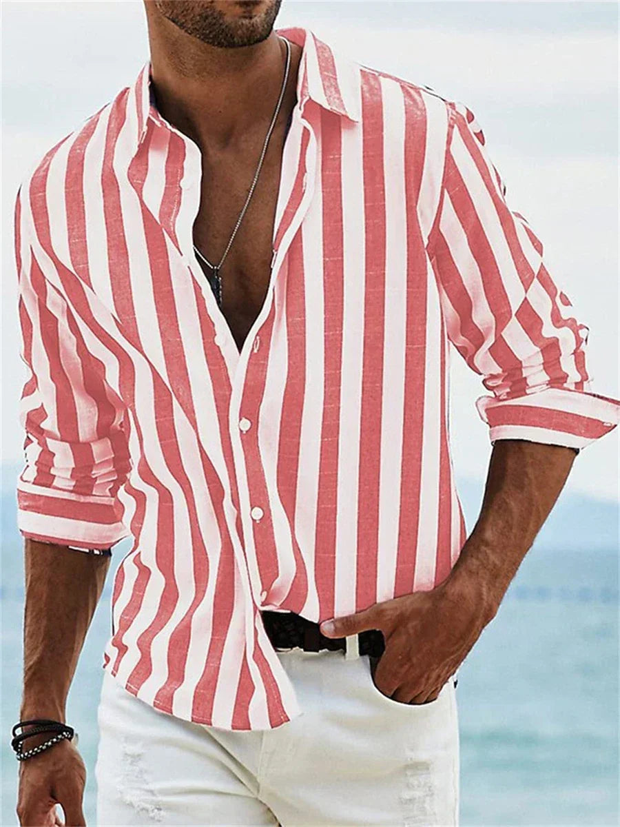 Marcus | Striped Long Sleeve Summer Shirt