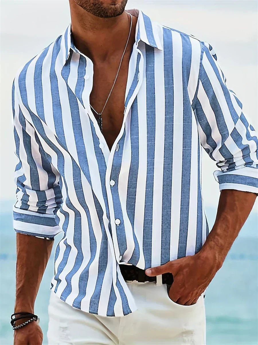 Marcus | Striped Long Sleeve Summer Shirt