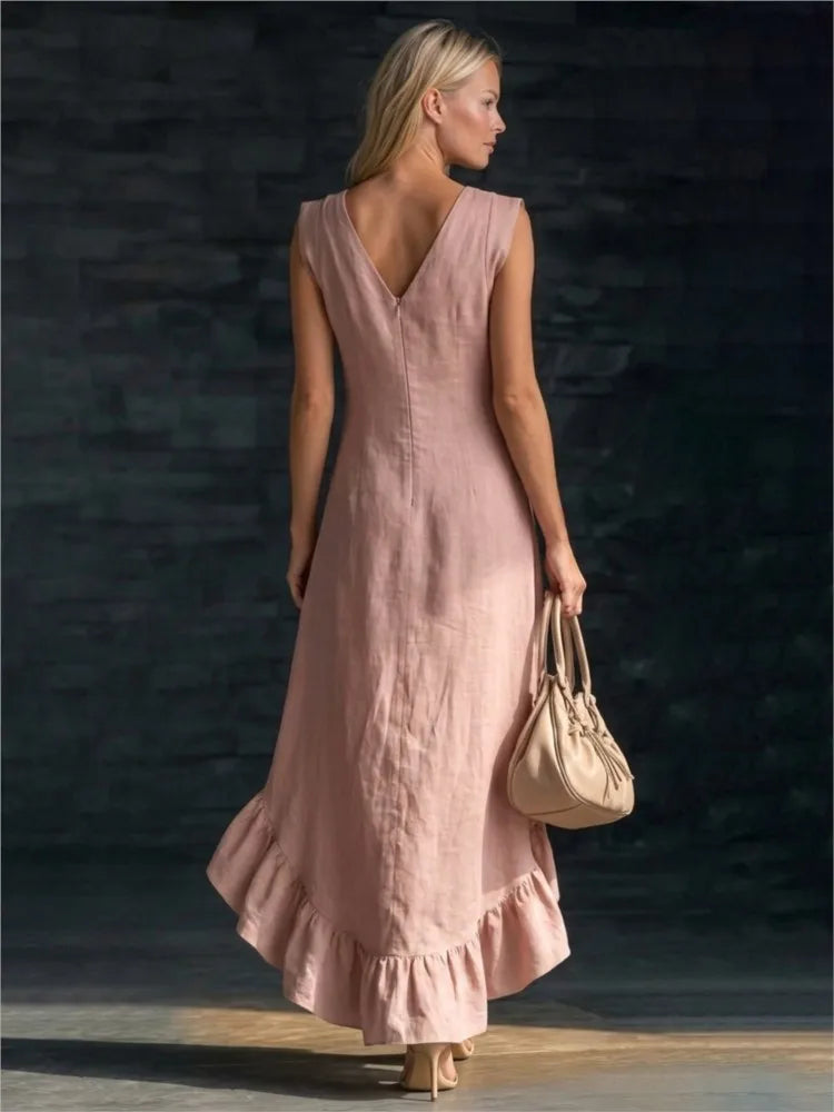 Wynne | Sleeveless Ruffle-Hem Maxi Dress