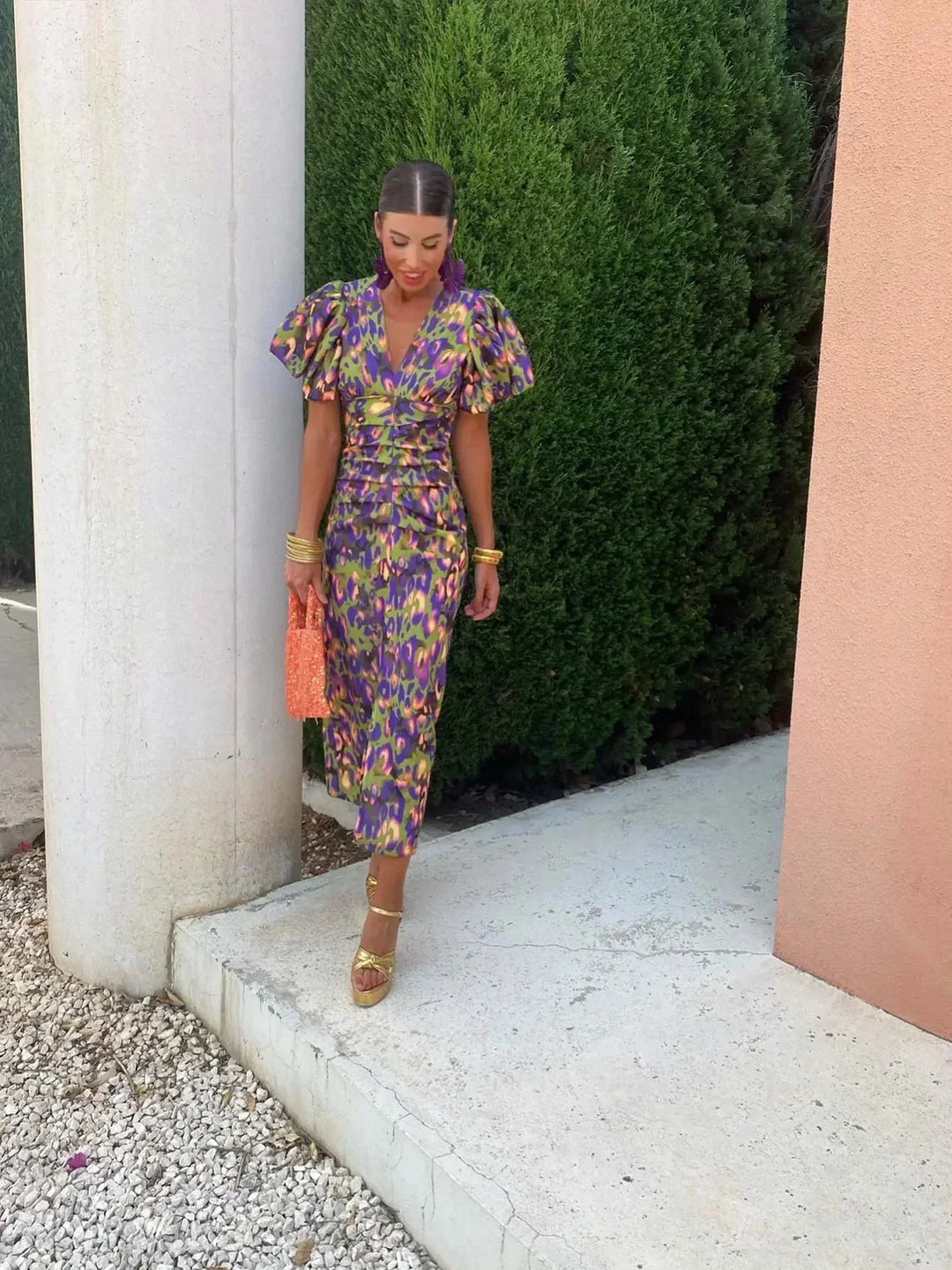 Roxanne | Puff Sleeve Midi Dress