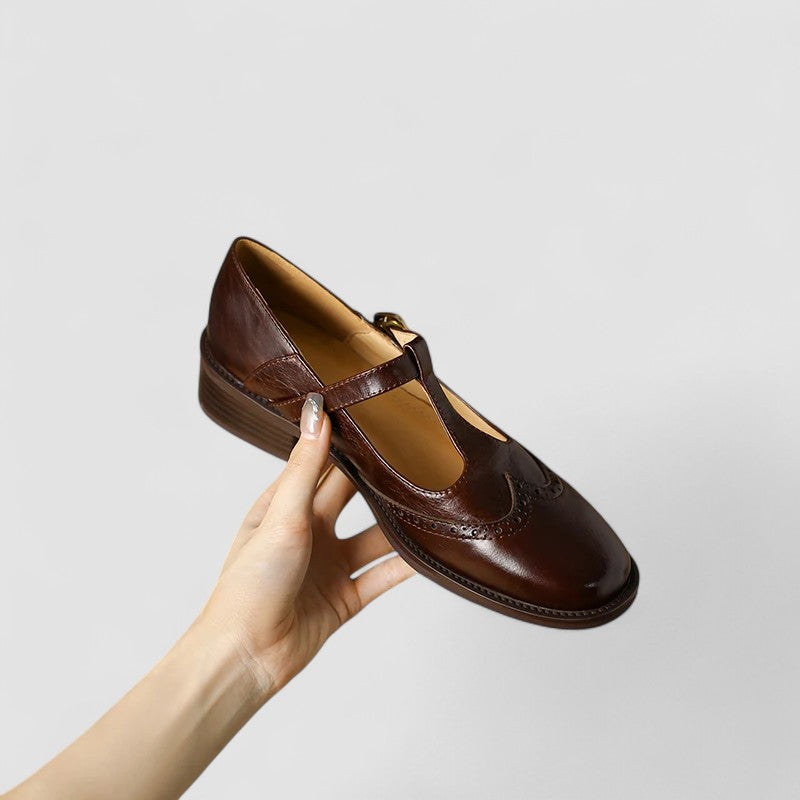 Elsa | T-Bar Brogue Flats