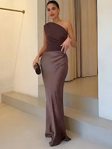 Elspeth | Draped One-Shoulder Maxi Dress