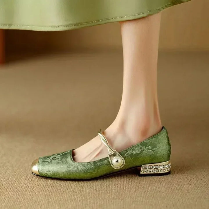 Fiona | Braided Pearl-Strap Flats