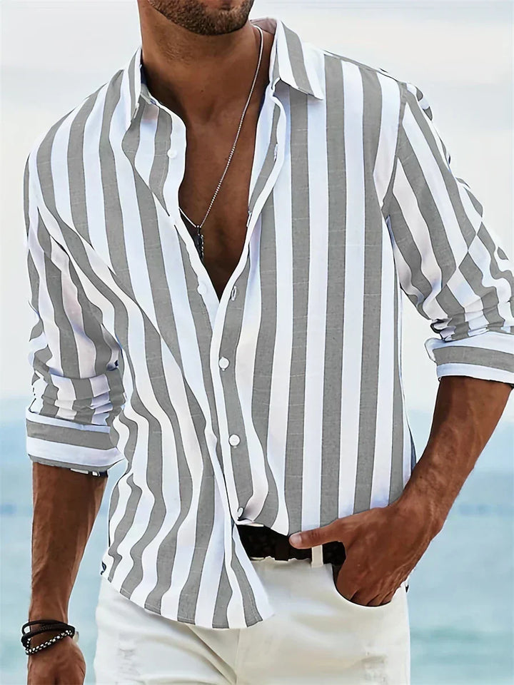 Marcus | Striped Long Sleeve Summer Shirt