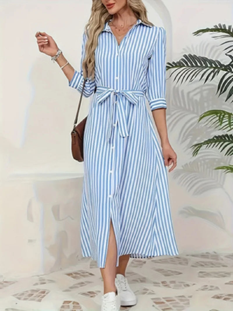 Hattie | Striped Button-Front Midi Dress