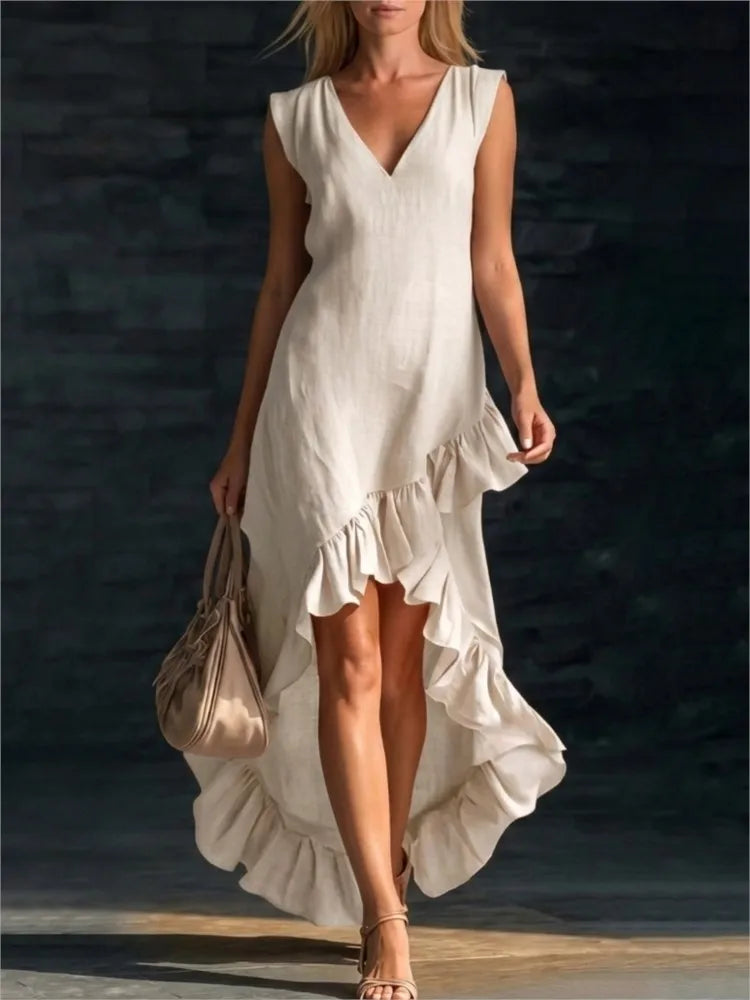 Wynne | Sleeveless Ruffle-Hem Maxi Dress