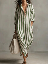 Etta | Relaxed Striped Shirt Maxi Dress