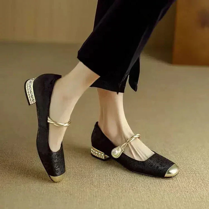 Fiona | Braided Pearl-Strap Flats