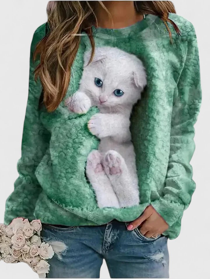 Gwendolyn | Cosy Cat-Print Sweatshirt