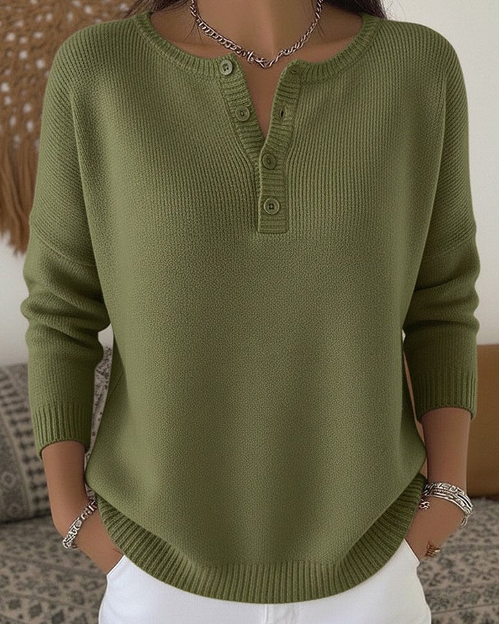 Bridget | Soft Henley Button Knit Sweater