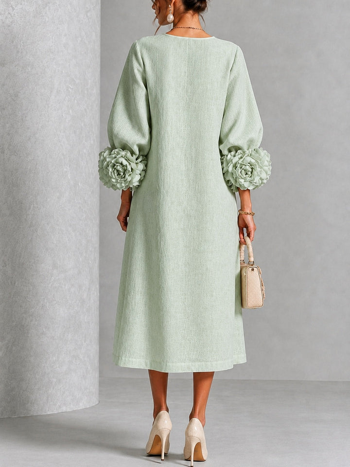 Clara | Floral-Cuff Midi Dress