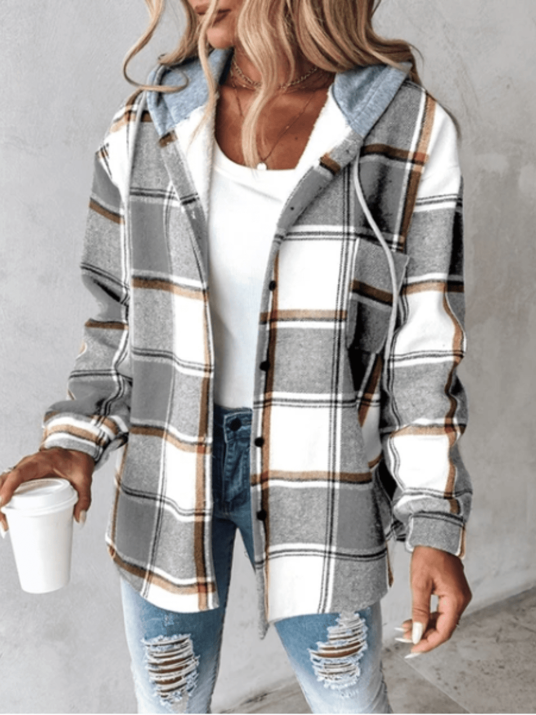 Elinor | Hooded Checked Overshirt Jacket