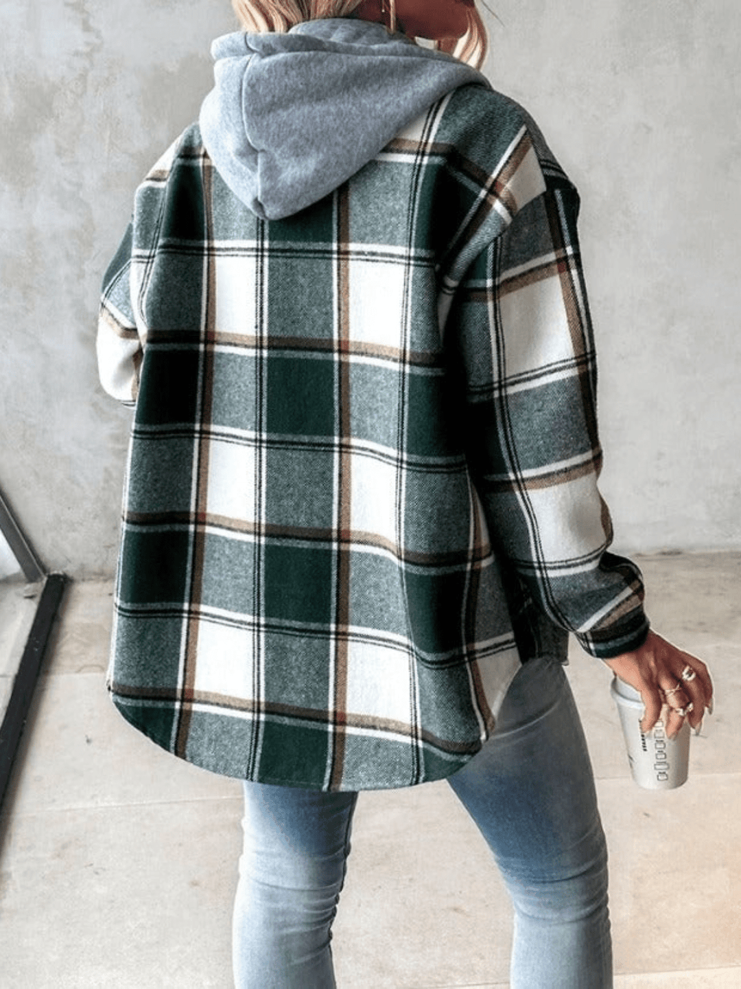 Elinor | Hooded Checked Overshirt Jacket