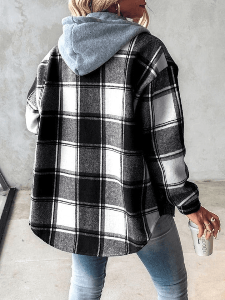 Elinor | Hooded Checked Overshirt Jacket