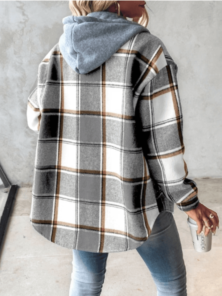 Elinor | Hooded Checked Overshirt Jacket