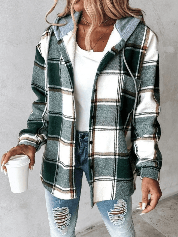 Elinor | Hooded Checked Overshirt Jacket