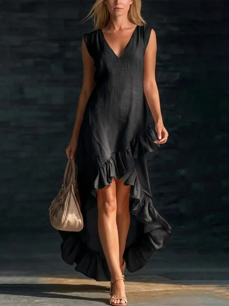 Wynne | Sleeveless Ruffle-Hem Maxi Dress